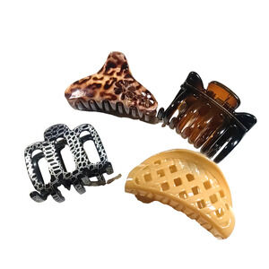 Hair Clasp Barrette Messy Buns Lot Of 4 Brown Tan Black